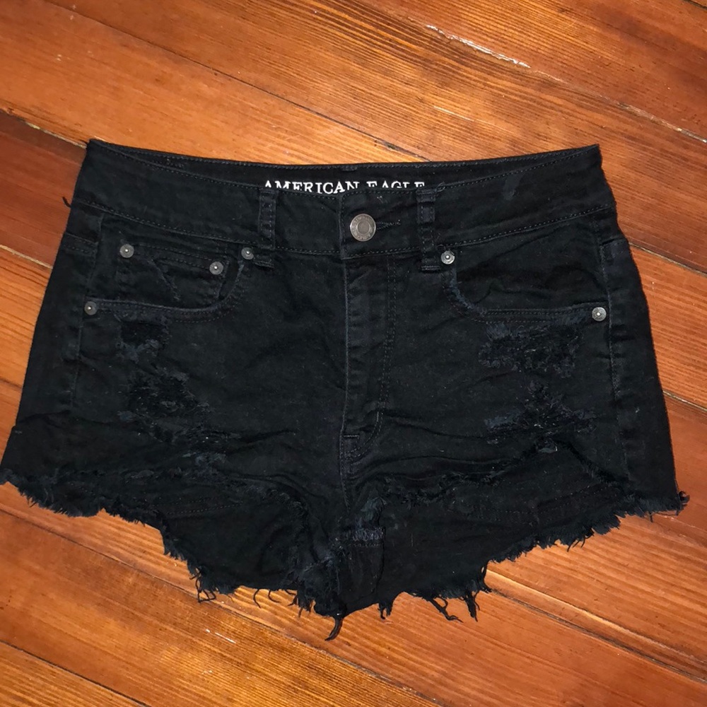 American Eagle Hi-Rise Stretch Black Shorts